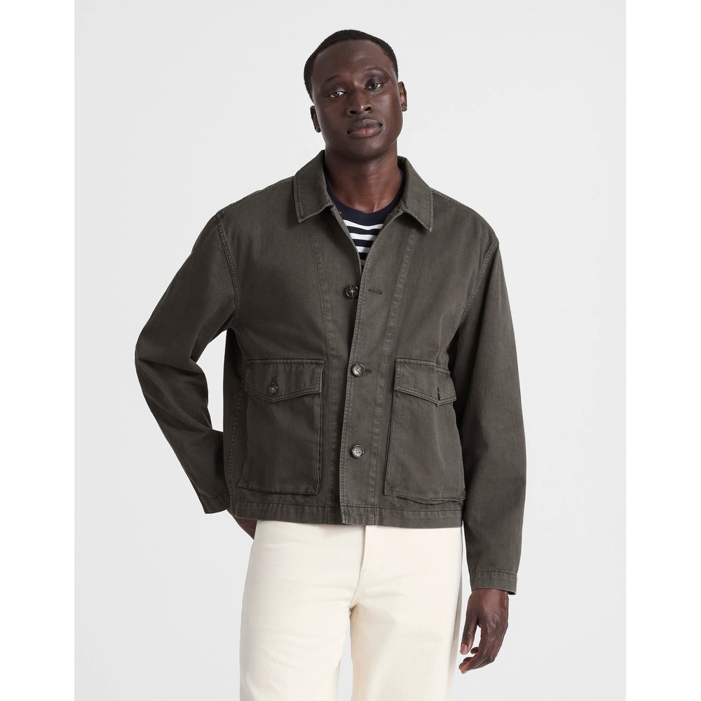 Madewell Mens Patch -Pocket Work Jacket NW562 Charcoal Gray Cotton Twill XS New